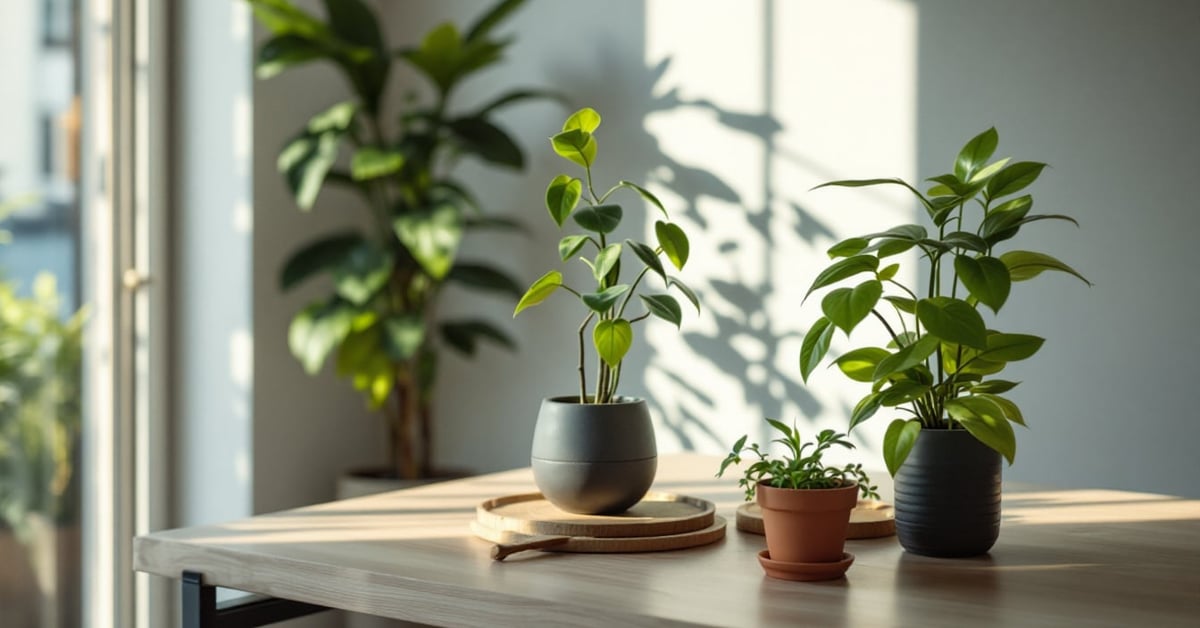 Décoration intérieur plantes : salon moderne avec plantes vertes intégrées harmonieusement